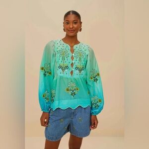 FARM RIO Embroidery Palmtree Denim Short